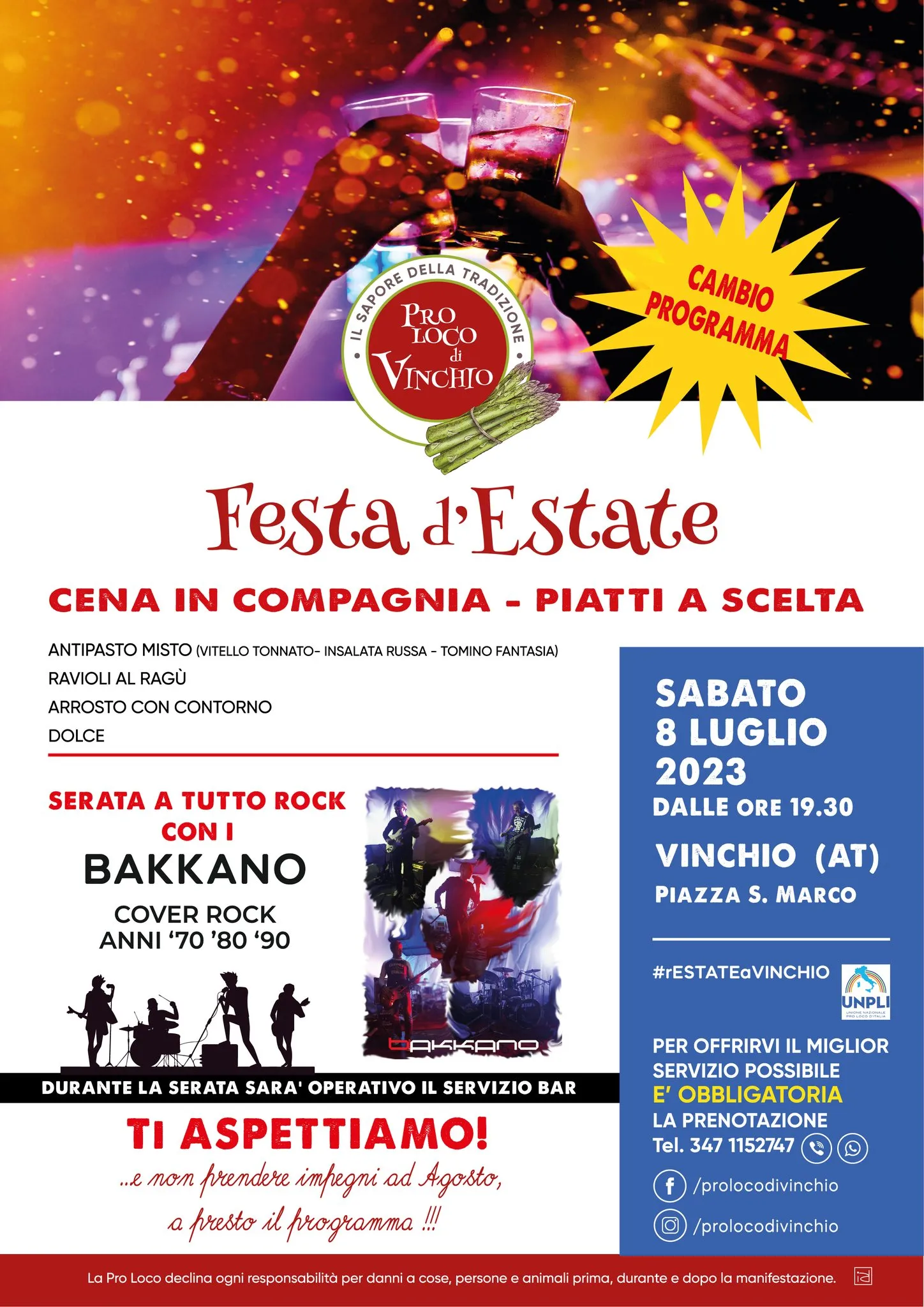 Cena in compagnia - 8 luglio 2023