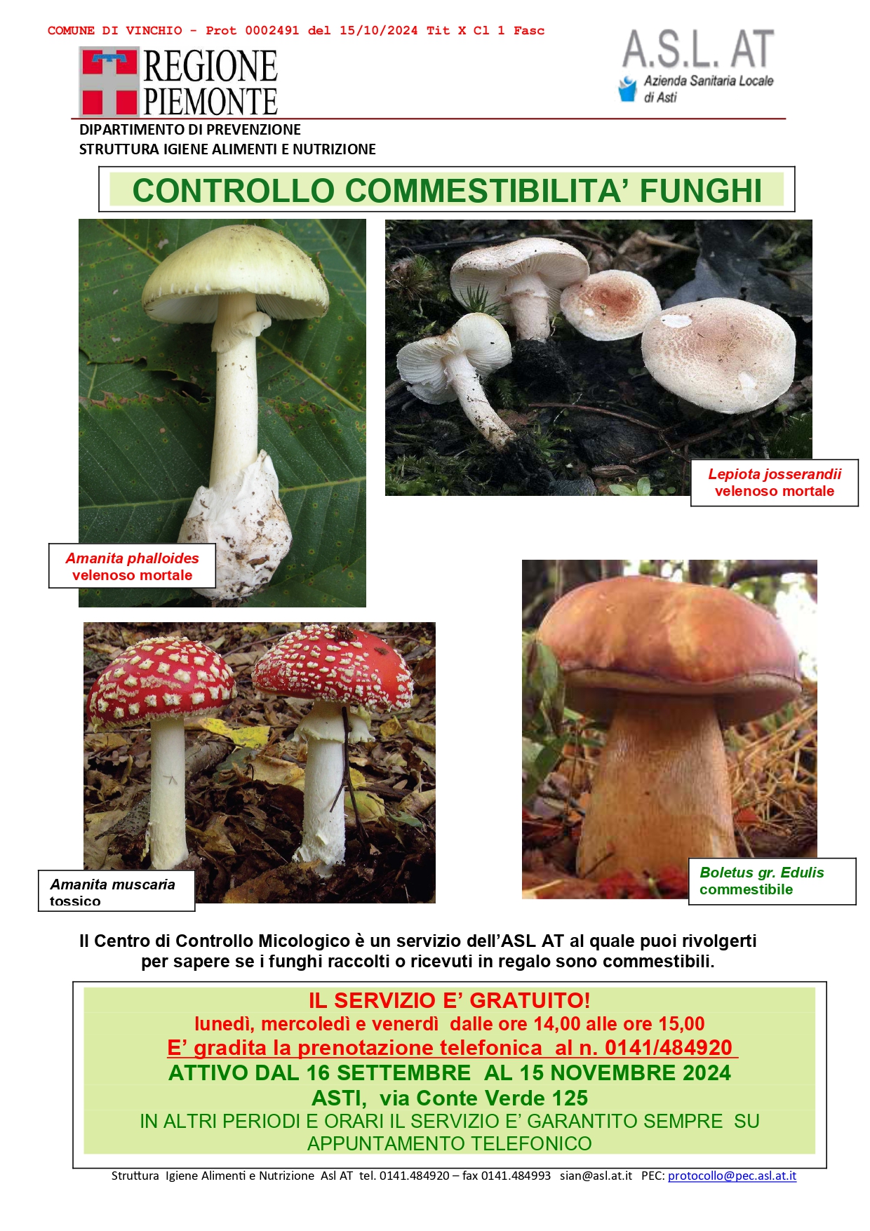 Controllo commestibilità funghi 2024